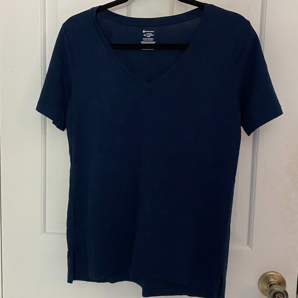 Member's Mark V Neck Tee Navy Blue